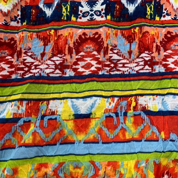 Belle Du Jour Multicolor Shirt Short Cap Sleeve Small Polyester Crisscross Back - Picture 11 of 14